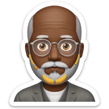 bald headed silver beard black man glasses sticker