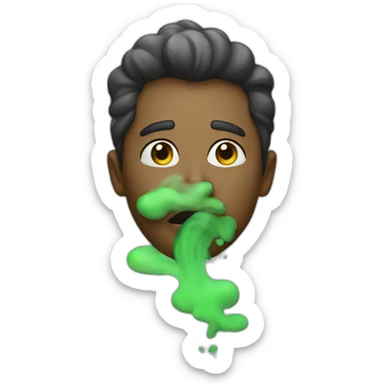 person with green smoke coming out of his mouth sticker