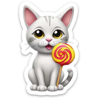 A cat licking a lollipop  sticker