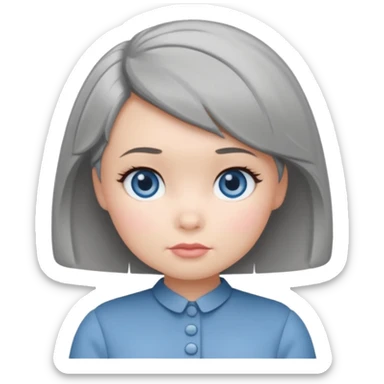 female tsum tsum with blue eyes, grey 1940s bob haircut sticker