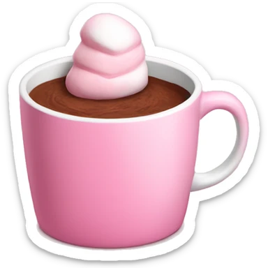 mug with cacao with marshmallow pink christmas mood sticker