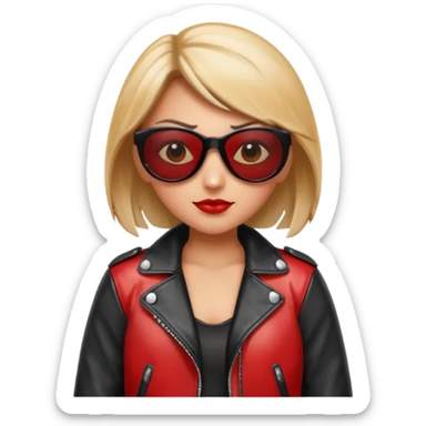 a badass ladybug with sunglasses and a leather jacket sticker