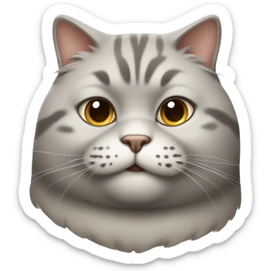 gray fat cat with a beige spot on the right side of the chin sticker