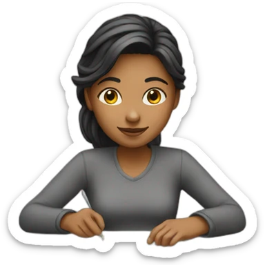 girl working on project sticker