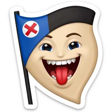 Blue white HSV Emoji bites black St. pauli flag with Rhombus  sticker