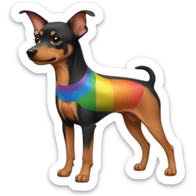 Pinscher with rainbow flag sticker