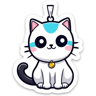 cat with a shiny pendant, cartoon sticker style sticker