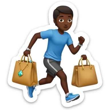 Thief running with stolen jewelry bag sticker