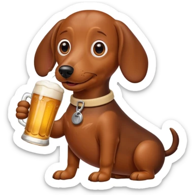 a sauasage dog drinking a beer  sticker