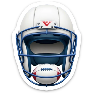 Cinematic Realistic image of rugby headgear with detailed padding and rugged design elements, set against a blurred stadium background with bold, high-contrast lighting that highlights its protective design sticker