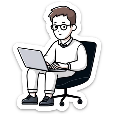 Male office worker casual clothes with laptop sticker