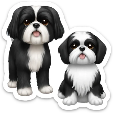 Black and white shih tzu and black shih tzu sticker