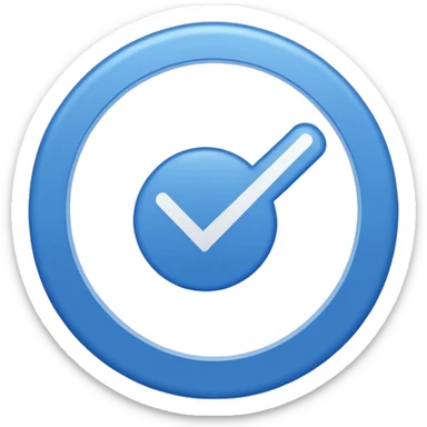 Blue circle with a tick in the middle sticker