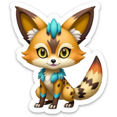 Colorful Meloetta-Tanuki-Vernid-Sergal-Serval-Pokémon-Fakémon-fusion-hybrid-creature sticker