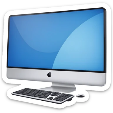 a side profile view of the back of a Black and blue and white PC screen, back facing forward  sticker