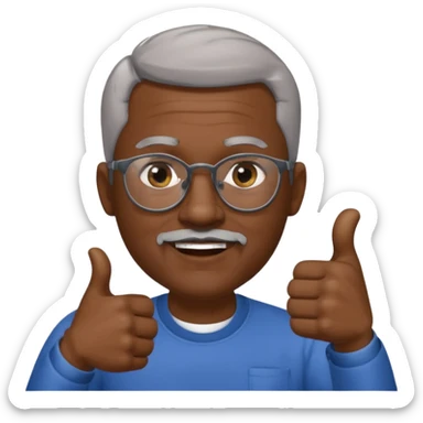 African American short graying hair and graying goatee man with eyeglasses giving thumbs up sign sticker