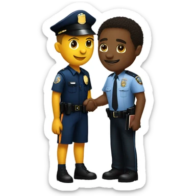 A cop shaking hands with a black basketball player NYK. sticker