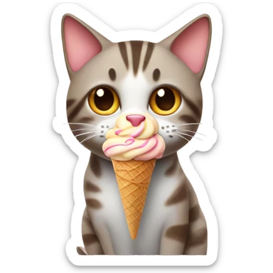 cat with ice cream sticker