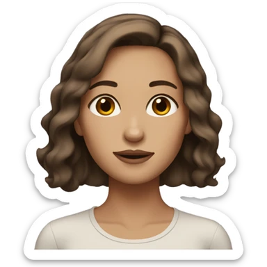 women with middle brown hair length, a little bit of make up,  sticker