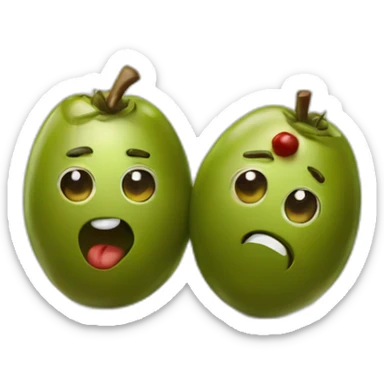 stack of two olives but one is feeling weird sticker