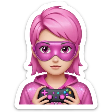 control gamer glitter pink sticker