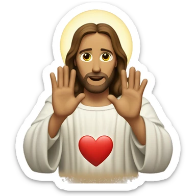 Jesus making heart with hands sticker