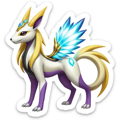 Colorful Futuristic Meloetta-Manectric-Solgaleo-Raikou-Pokémon-Digimon-Fakémon-fusion-hybrid-creature sticker