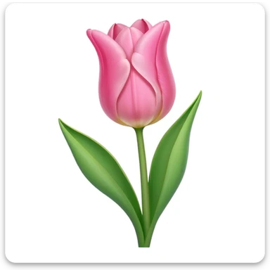 a single light pink tulip with a green stem sticker