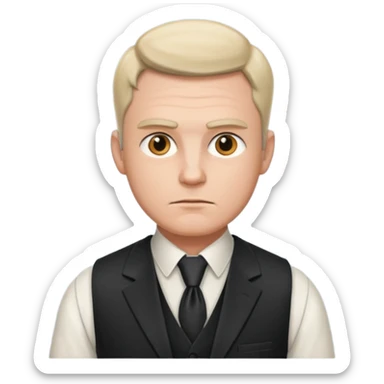 Adult man, wearing a formal vest, serious look
 sticker