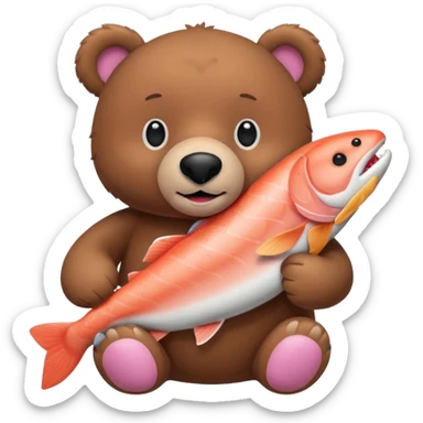 IKEA棕熊抱著一隻鮭魚 sticker