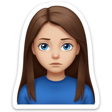 fille long cheveux lisse brune yeux bleu aigri pull noir petite en taille sticker