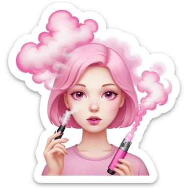 Girl smoke pink vape  sticker