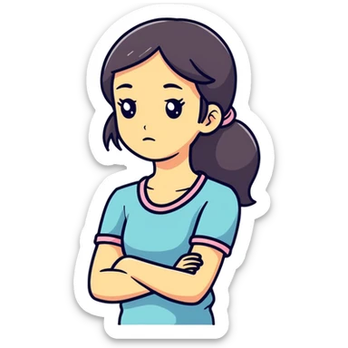 girl with arms crossed face looking away sticker