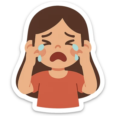 flat toon style girl crying sticker