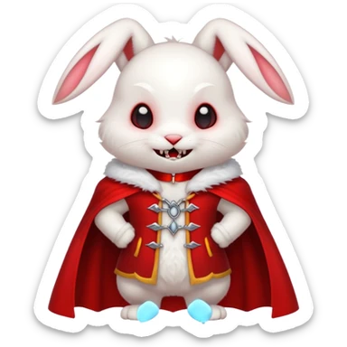 Vampire animal, bunny'  in red collar cloak, fangs sticker