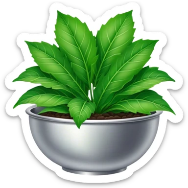 greel leaf plant in silver bowl sticker