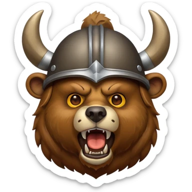 Bear wearing horned helmet growling sticker