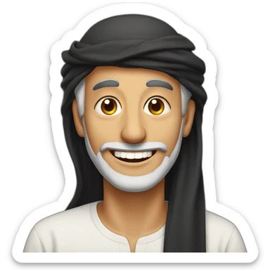 Old arabic men smiling with only One teeth sticker