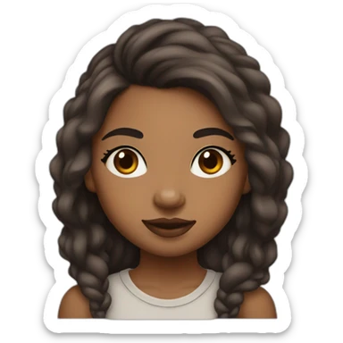 short and stocky brown girl with long hair, septum piercing, and tattoos sticker