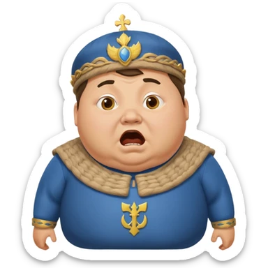 a chubby Ukrainian man in a realistic-style costume, terrified sticker