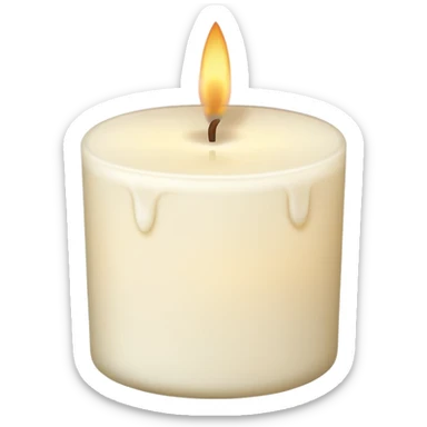 minimal flat emoji of a white or cream scented candle with three wicks, soft warm glow, clean vector style, elegant and modern, transparent background sticker