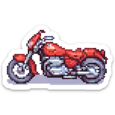 minimalist red motorcycle, pixel art style, favicon sticker