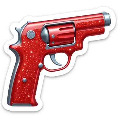 red glitter gun sticker