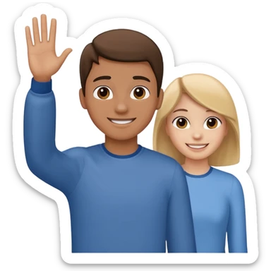 teenager from behind waving goodbye to two adults sticker