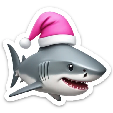 light grey shark with pink santa hat  sticker