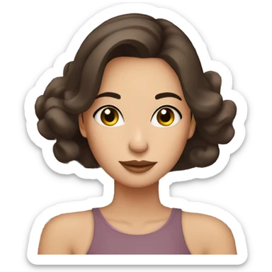 brunette beautiful girl smells  peonies sticker