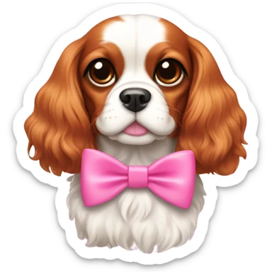 Cavalier King Charles spaniel with pink  sticker