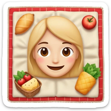 smiling face having a picnic with food on a blanket sticker