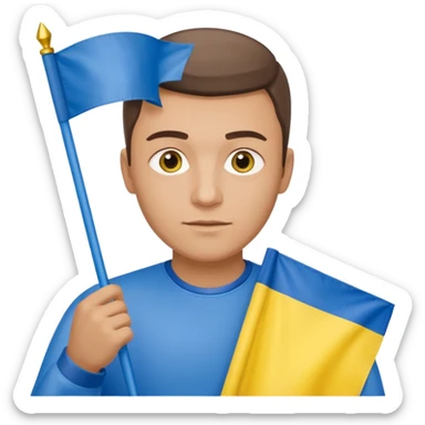 The Ukrainian man with flag sticker
