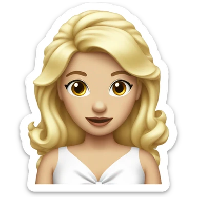 coquette blonde with bow on hair and white ress sticker
